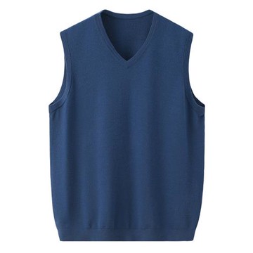 鄂爾多斯市產高端精紡100純羊絨背心男V領馬甲加厚毛衣坎肩E3311