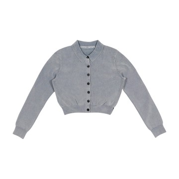 alexanderwang 灰色棉質混紡針織開襟衫