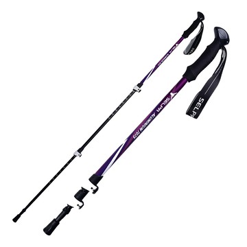 SELPA 超輕量 翔鳳 7075 全功能鋁合金外鎖快扣登山杖 2件組  紫色  1組  伸長135cm