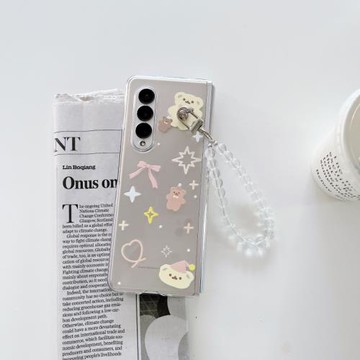 ins日韓卡通可愛小熊適用于Galaxy三星Zfold7手機殼新款zfold6防摔FOLD5手鏈折疊屏ZFold4/3保護套少女款