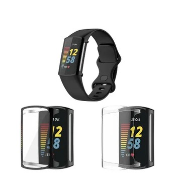 全透明 【全包電鍍殼】適用 華米 Fitbit Charge 5 / 6 手錶保護殼 TPU 軟殼 防刮 防撞