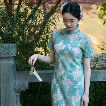 【繁花】 新中式復古/清冷感鏤空/蕾絲古法旗袍