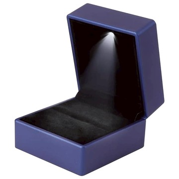 SOLARFRI 方型LED燈鑽戒指盒 首飾盒 珠寶盒 求婚 情人節禮物  藍色  1個