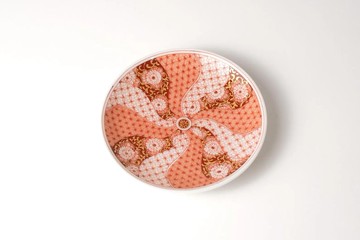 【預購】日本進口九谷燒藝術小盤10.4cm - 赤繪花唐草紋 福島禮子