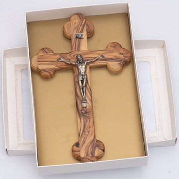 以色列進口橄欖木 耶路撒冷 清晰耶穌十字架 壁掛飾16617-1