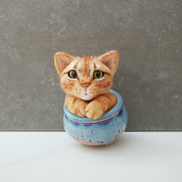 橘貓客製化羊毛氈  寵物客製 公仔  盆栽系列