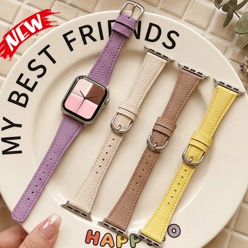 超薄皮革錶帶兼容 Apple Watch Ultra 3 2 49mm 46mm 45 44 42 41 40mm 系列