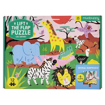 mudpuppy 翻蓋拼圖 野生動物園 帶6個翻蓋  12片  1盒