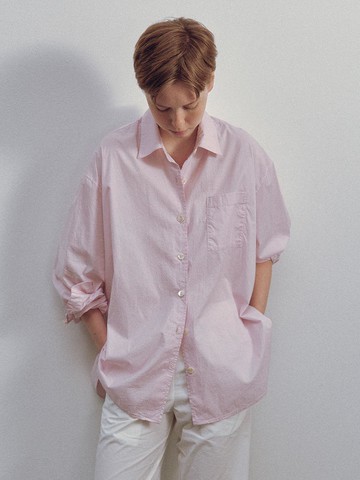 Timon striped cotton shirt (Pastel pink)