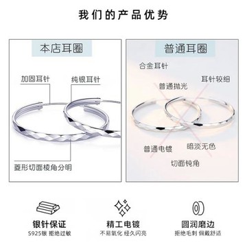 925純銀針耳環圈圈時尚氣質秋冬飾品歐美輕奢耳圈感大氣耳飾