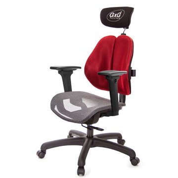 GXG 雙軸枕 雙背工學椅(3D升降扶手) 中灰網座 TW-2706 EA9
