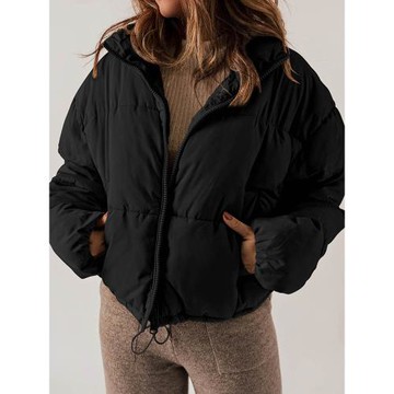 2025冬季新款小個子短款保暖棉服女歐美純色休閑百搭面包服棉衣女