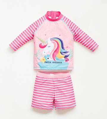 泳裝女童小童長袖防曬分體韓國可愛公主游泳衣【聚物優品】