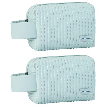 iSFun 奶油條紋 隨身盥洗化妝收納手拿包  2個  藍色