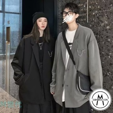 【M世代】西裝外套 情侶裝外套男 排扣簡約外套 韓版潮流西服 休閒寬鬆男士正裝 韓版夾克 男外套(BCDW171