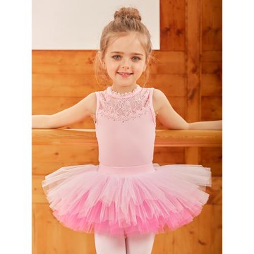 夏季兒童純棉舞蹈服女童連體練功服考級服蕾絲芭蕾舞裙演出服1963