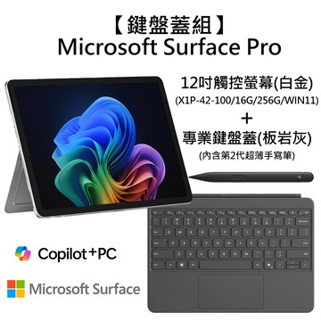 【鍵盤蓋組】Microsoft Surface Pro, 12吋 EP2-27656觸控螢幕筆電 白金(X1P-42-100/16G/256G/WIN11)