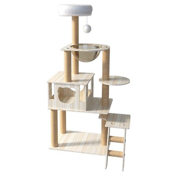 毛皇上 頂天立地貓爬架 原木A款 Y-1  天然麻繩色 + 木紋色  1組