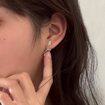 現貨 耳釘 S925銀針蝴蝶結耳釘 女生耳釘 高級感甜美清新甜妹風絲帶可愛新款耳環 飾品 後掛式設計耳飾 簡約氣質耳釘