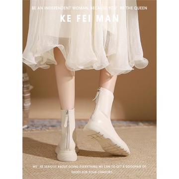 【珂菲曼】瘦瘦靴短靴女2025新款春秋單靴厚底馬丁靴鞋平底配裙子