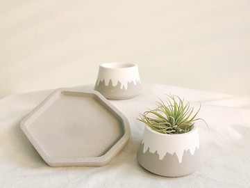 水泥花盆 / 簡約灰富士山 【無植物】/ 客製英文字母