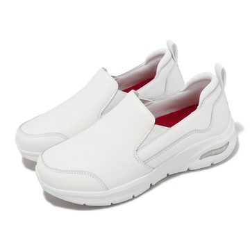 Skechers 工作鞋 Arch Fit SR-Lexal 女鞋 白 全白 足弓支撐 防滑大底 套入式 108190WHT
