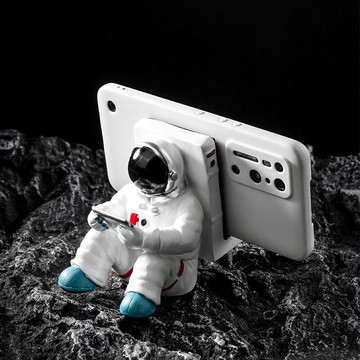 科幻太空人手機支架 創意室內辦公室桌面擺件 同學畢業生日禮物