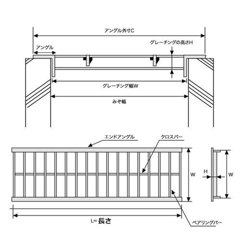 U字溝用 グレーチング 適用みぞ幅400mm (乗用車用) (長さ995mm 幅390mm