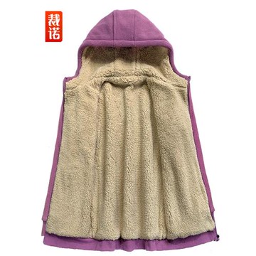 裁諾新款秋冬加厚衛衣女加絨上衣保暖仿羊羔絨連帽毛絨寬松外套