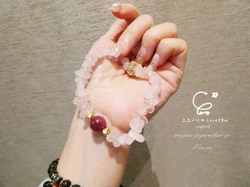 晶晶工坊*Love2hm【草莓碎碎冰】 草莓晶 粉晶 心輪 原創設計手鍊