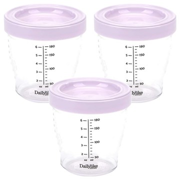 Dailylike Bonbon 嬰兒副食品透明刻度分裝罐  180ml  薰衣草紫色  3個