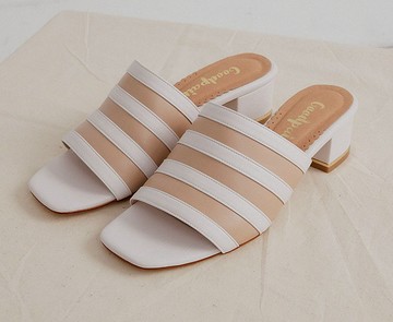 濾鏡修飾方頭粗跟拖鞋 友善尺碼37-45_白