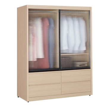 文創集 維爾泰5.1尺鋁框玻璃推門四抽衣櫃-152x61x196cm免組