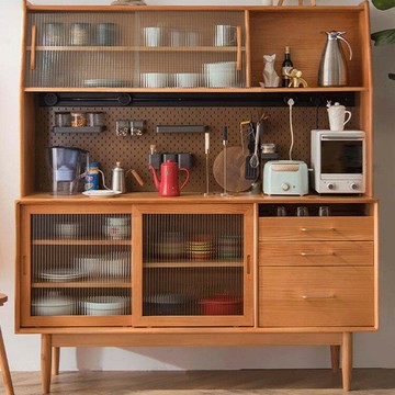 免運/公司貨 餐邊櫃 原木餐邊櫃 北歐風餐邊柜實木一體靠墻高柜日式收納實木餐邊柜日式茶水酒柜 可開發票 全館五折 工廠現貨直銷 新品特價 z10302