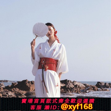 {可打統編 保固一年}影樓寫真 日本和服女正裝 櫻花 改良傳統浴衣白色日式和服中國風