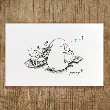 上杉采花 我們是好朋友 珍藏 明信片 對貓彈琴 卡片 禮物 客製化