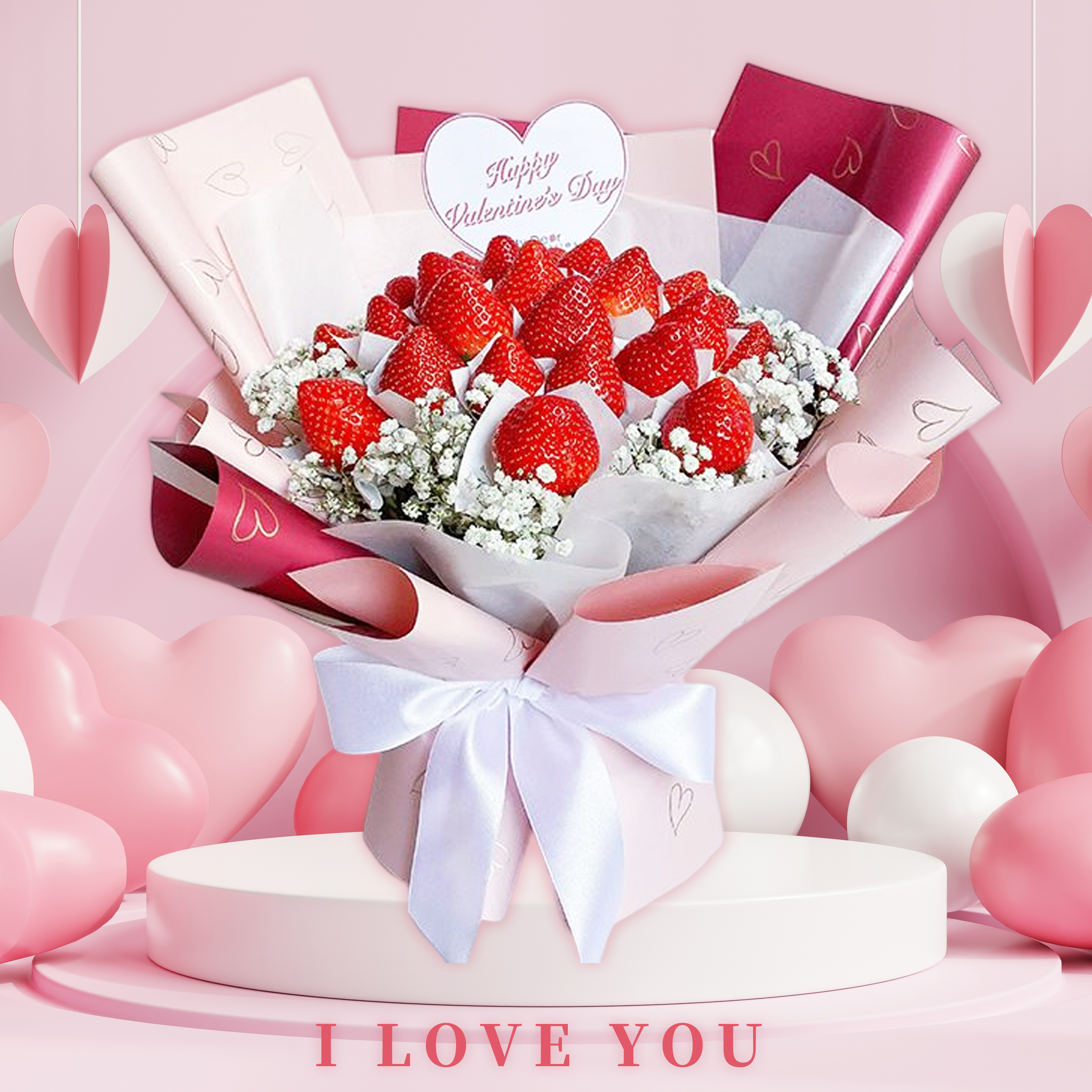 520 I LOVE YOU❤️【My Dear草莓花束】So Heart♡情人節草莓花束大型 水瓶座生日禮物