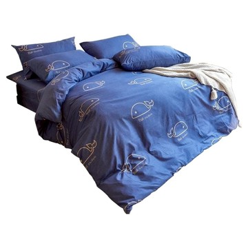 Blue Cat 藍貓 舒柔棉床包 100%超細聚酯纖維  雙人(5 x 6.2呎)  藍鯨