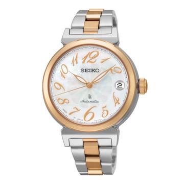seiko SK037 精工錶 Lukia 4R35-00J0KS(SRP872J1)雙色典雅玫瑰金機械腕錶/白貝面34.6mm｜樂天全館特惠中★指定刷卡回饋10%