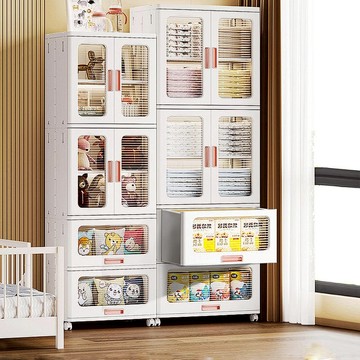 【預購】65面寬-新式摺疊4層收納櫃(2櫃+2抽)-特大號009087 2櫃+2抽-特大號(霧黑款)