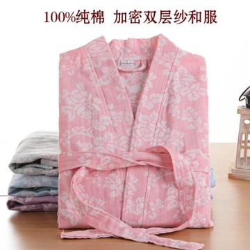 純棉紗布浴袍春夏季薄加密全棉浴衣吸水男女日式汗蒸美容速干浴巾