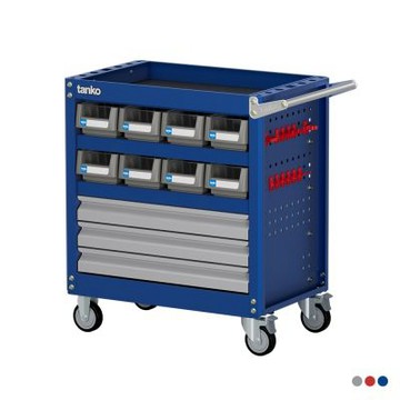 【tanko天鋼】EKB-308AM 抽屜零件盒作業車 零件盒8入+鐵抽屜｜工具推車 零件推車 掛鈑工具車 工作車 手工具掛板車