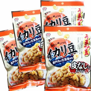 皮なし イカリ豆（塩味）８０ｇ ４袋セット ミツヤ　送料無料  瀬戸内の花藻塩使用 おつまみ チャック付き ビール フライビーンズ