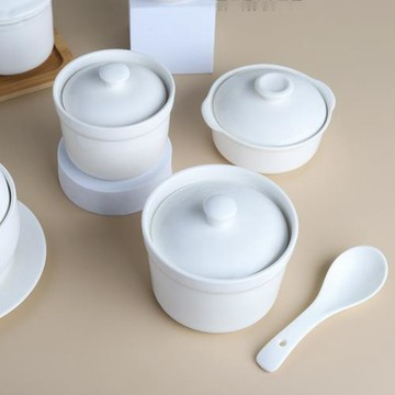 一人份酒店專用帶蓋燕窩湯盅蒸蛋碗盅隔水燉小燉燉盅陶瓷甜品罐盅