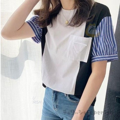 Tシャツ トップス レディース 無地 切り替えトップス 白インナー ブラウス Tシャツ 綿 大きいサイズ 着痩せ 通販 Lineポイント最大get Lineショッピング