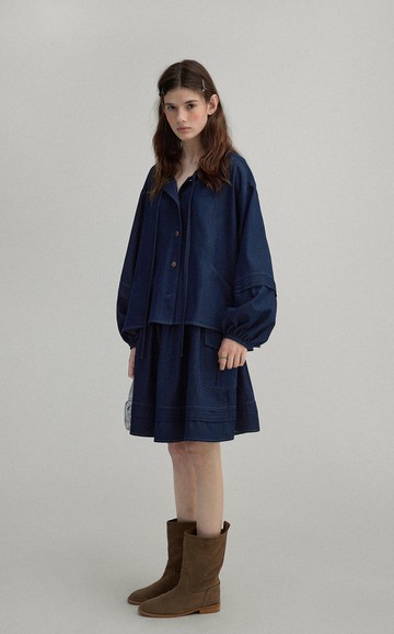 復古藝術系 / 襯衫半裙套裝 / 斜紋棉感