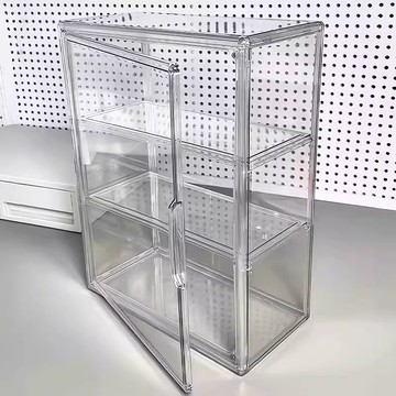 現貨★友家生活★🏆桌面收納盒 桌上收納盒 小痛櫃 亞克力透明吧唧整理盒 吧唧展示架 防塵收納盒 大容量穀子手辦展示盒