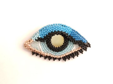 胸針 Evil Eye 刺繡胸針 串珠胸針 波西米亞風胸針 藍眼睛