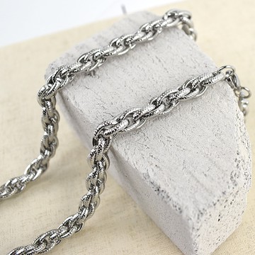 鋼製 8mm環環相扣雕紋鍊【NB1122】