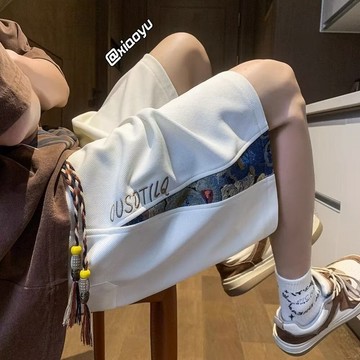 美式短褲男夏季薄款2025新款潮牌設計感寬鬆大碼運動休閒五分褲子